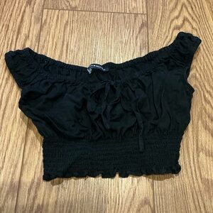 Brandy Melville Black Off-Shoulder Crop Top